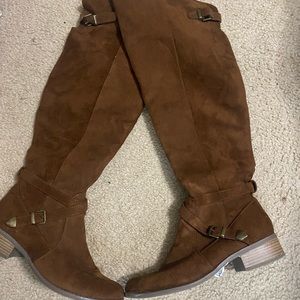 Womens brown boots knee high size 8